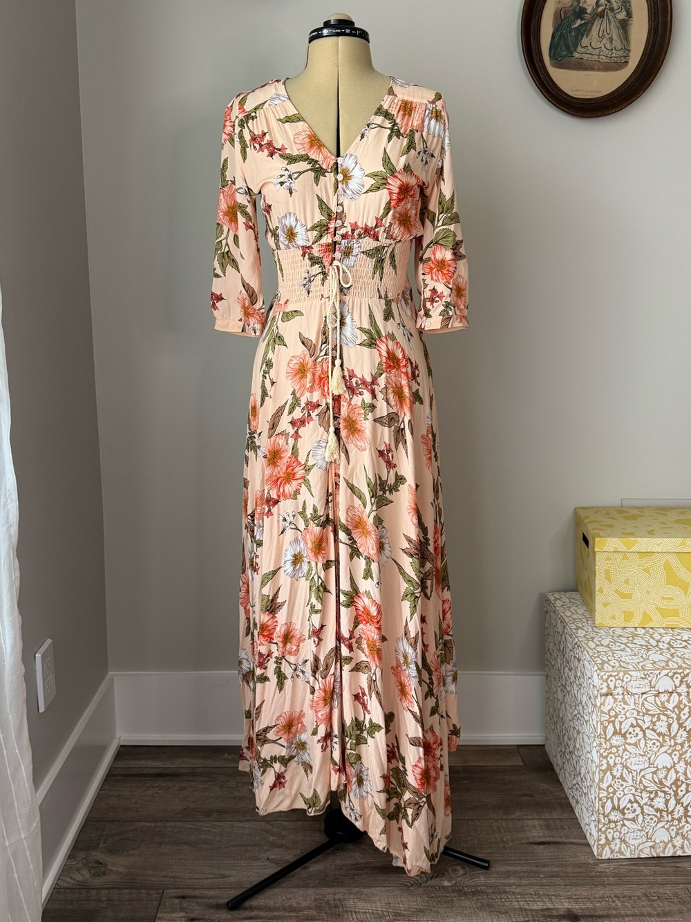 Jaase floral bohemian maxi dress with buttons